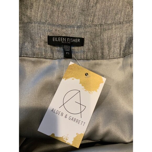 Eileen Fisher Petite Silver Linen Front Flap Mini Skirt, Size PS - Picture 6 of 6